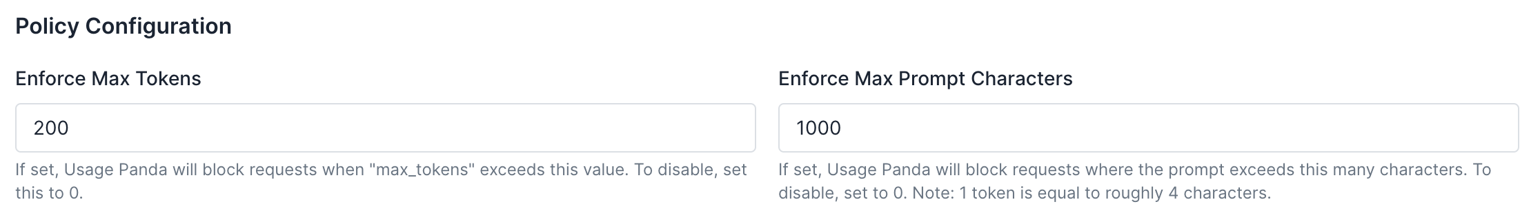 Usage Panda Max Tokens